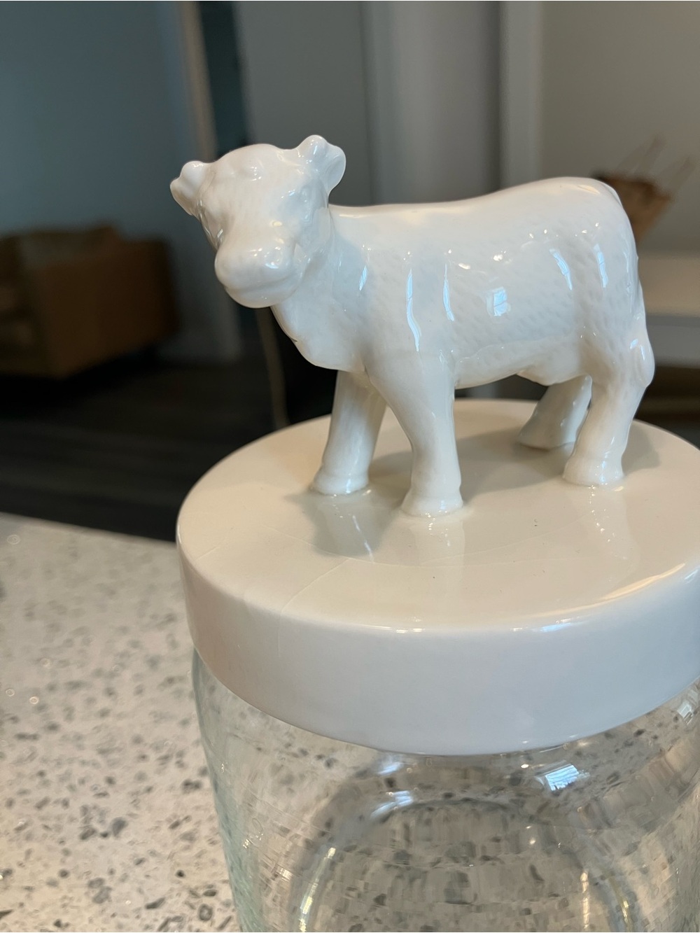 Magnolia Silos Ceramic Cow Jar with White Glossy Lid